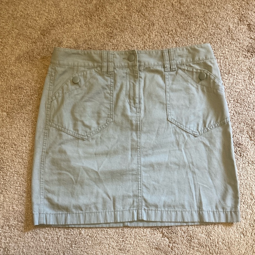 LOFT Tan Green Mini Pencil Skirt for Casual Wear